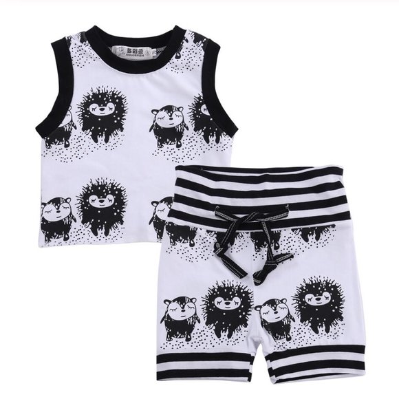 NEW Baby Boy's 2 Pc Porcupine Hedgehog Outfit - Picture 1 of 5